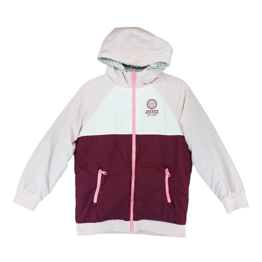 Girls justice Reversible‎ Super Soft Sherpa Jacket Size 12 Colorblock Full Zip